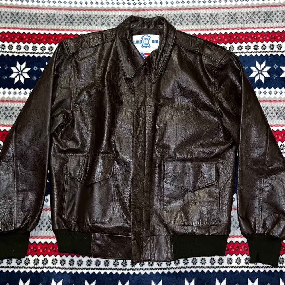 Authentic Leather US Navy Bomber Jacket - Cold War Era